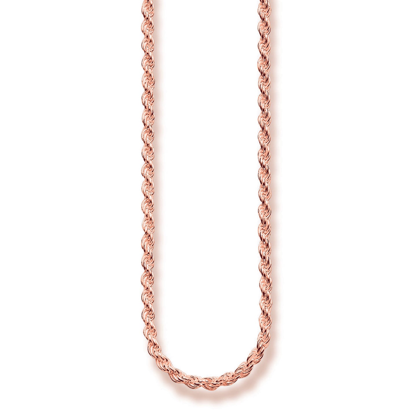 STERLING SILVER ROSE GOLD PLATED FINE ROPE CHAIN 50CM