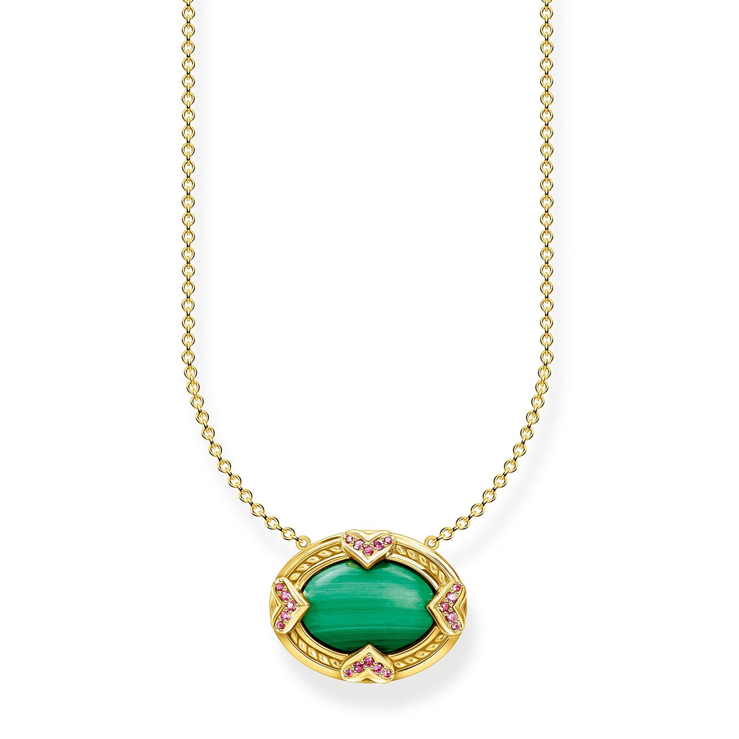 STERLING SILVER YELLOW GOLD PLATED MAGIC GARDEN MALACHITE NECKLACE