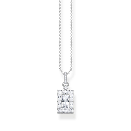 STERLING SILVER HERITAGE CZ PENDANT NECKLACE 40-45CM