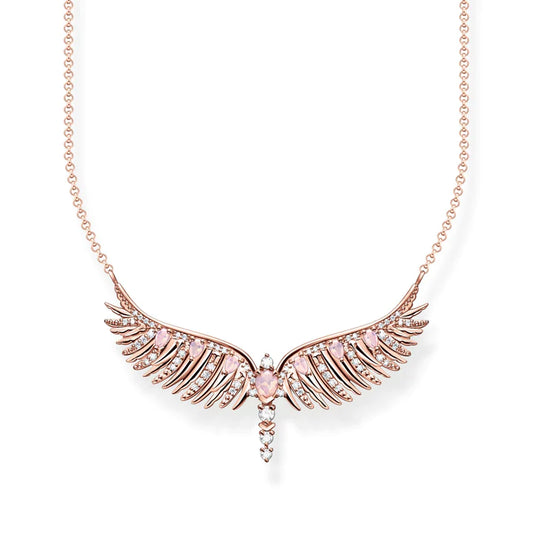 PHOENIX WING WITH PINK STONES NECKLACE