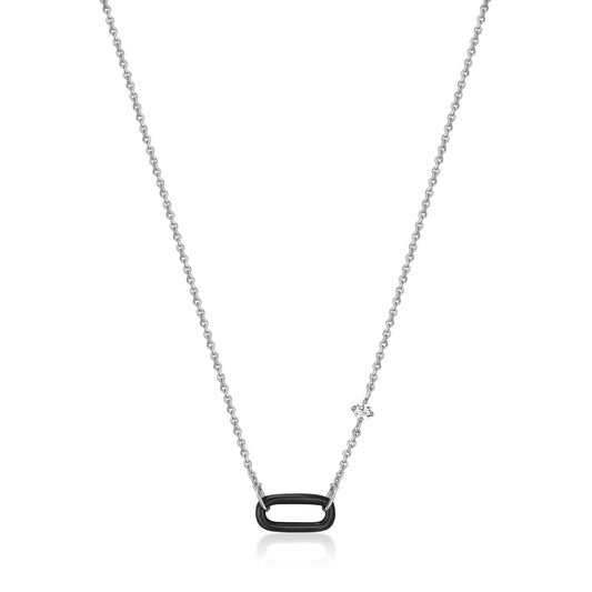 BRIGHT FUTURE RAVEN BLACK ENAMEL LINK NECKLACE