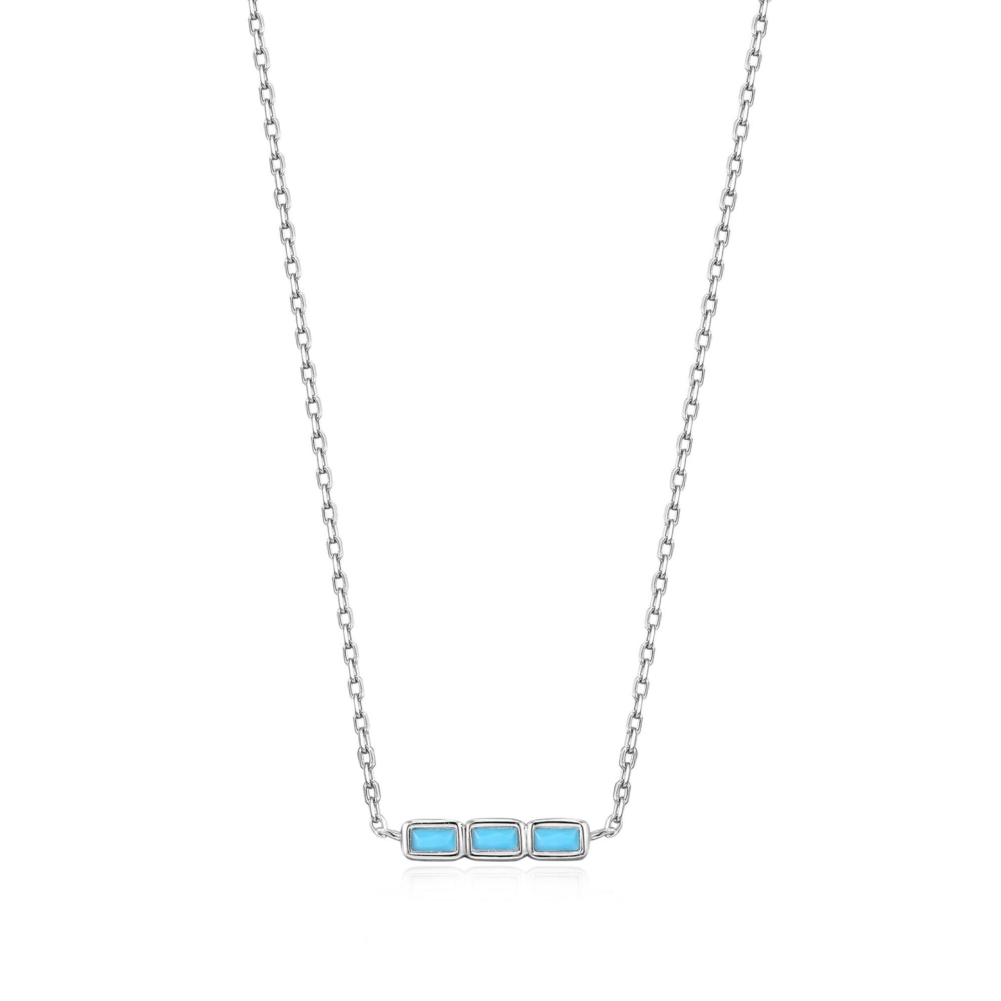 INTO THE BLUE SILVER TURQUOISE BAR NECKLACE