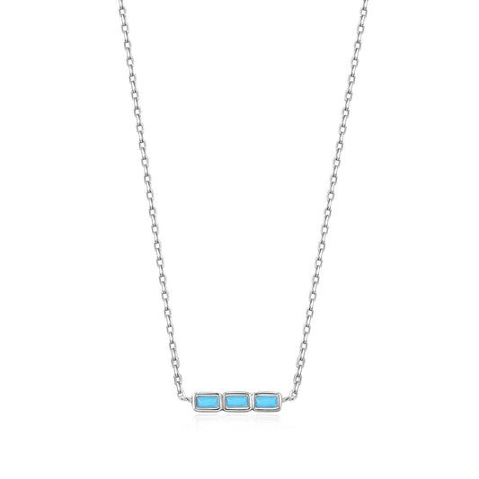 INTO THE BLUE SILVER TURQUOISE BAR NECKLACE