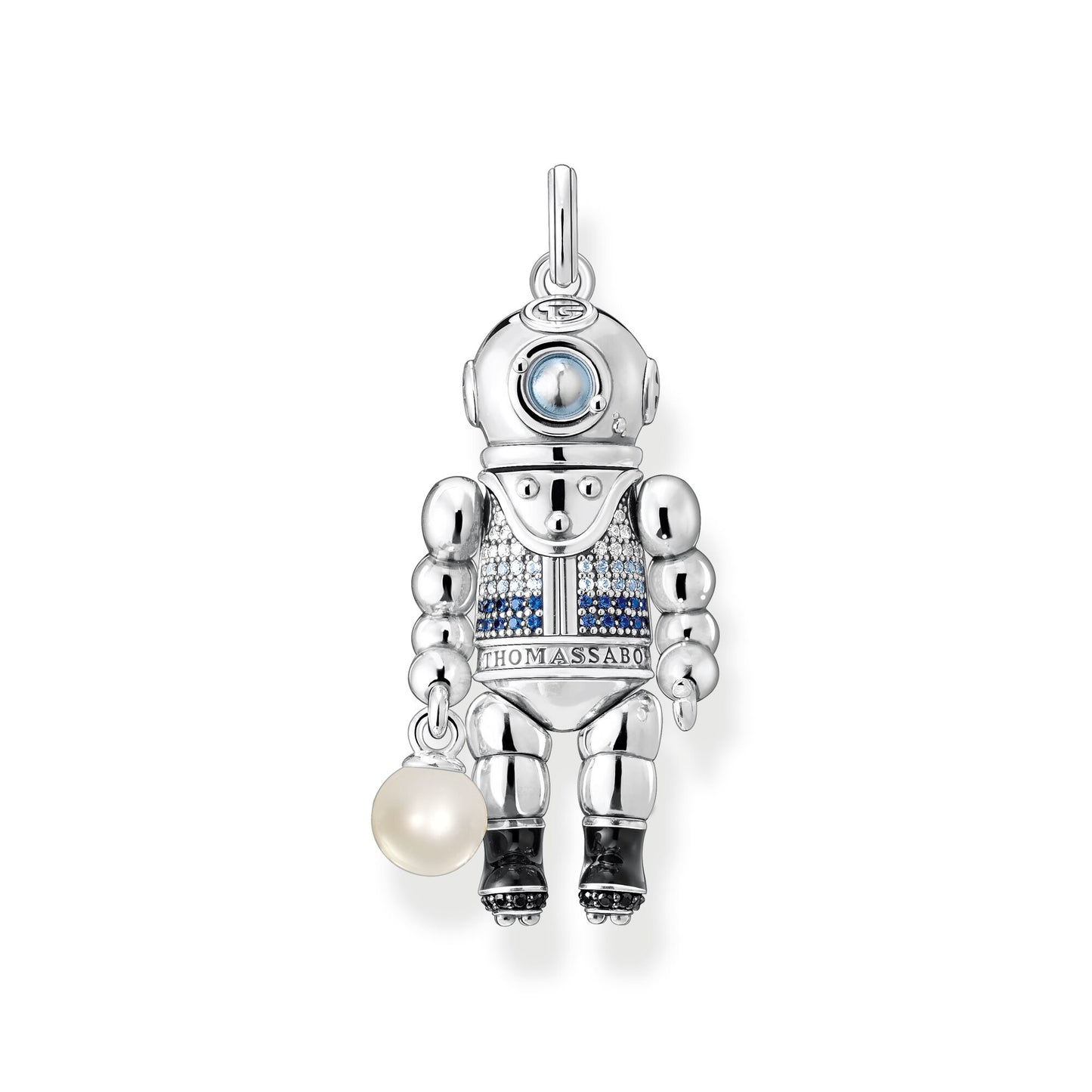 STERLING SILVER OCEAN DIVER FRESHWATER PEARL CZ PENDANT
