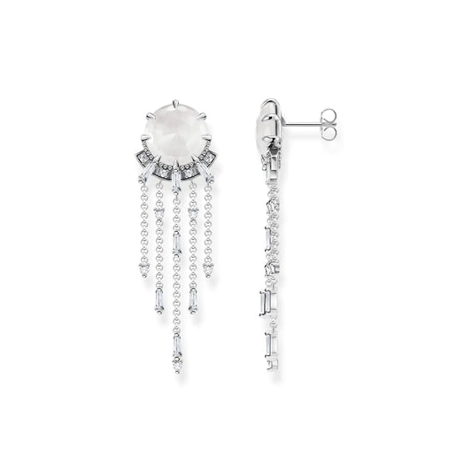 MILKY QUARTZ WITH WINTER SUN RAYS EARRINGS