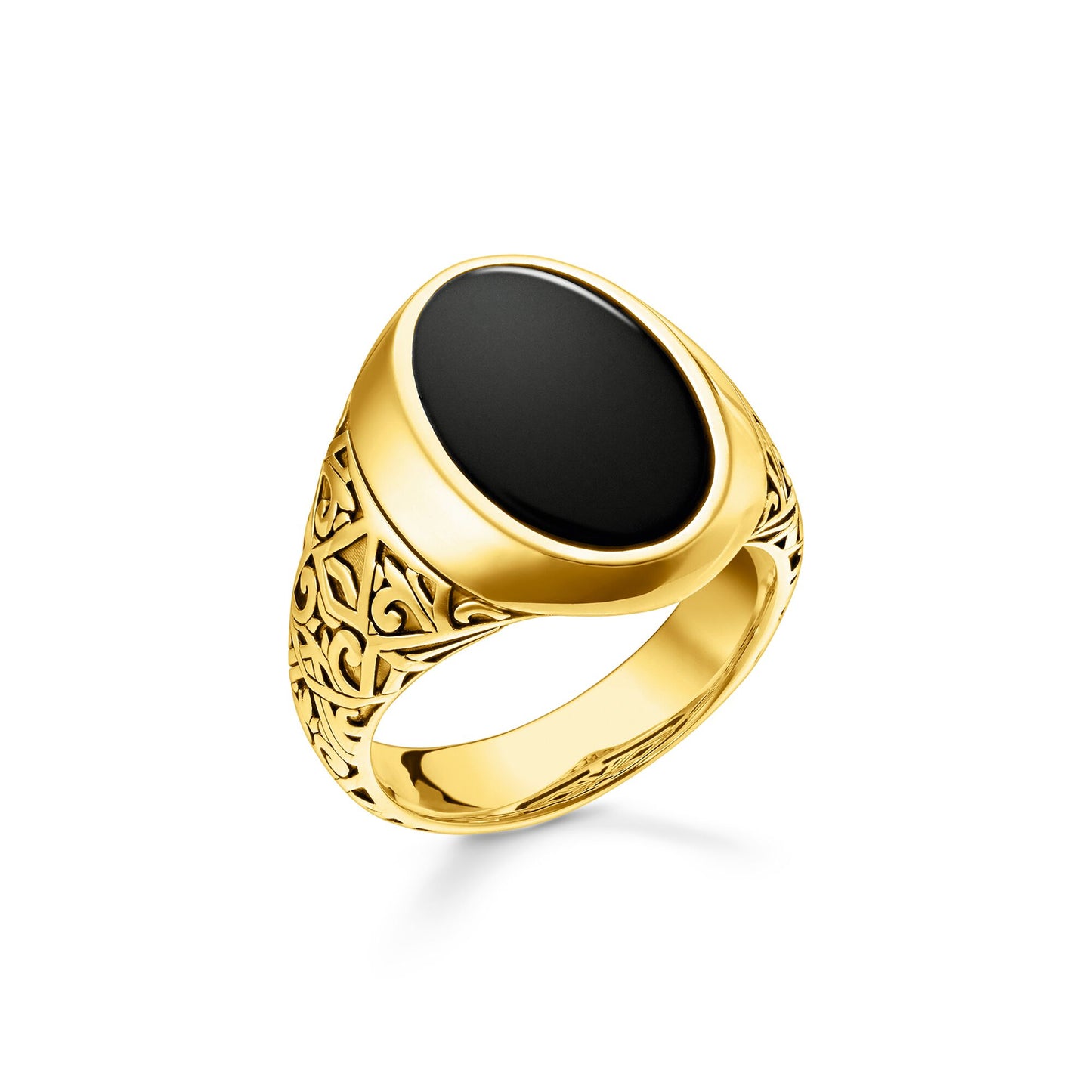BLACK ONYX ENGRAVED SIGNET RING