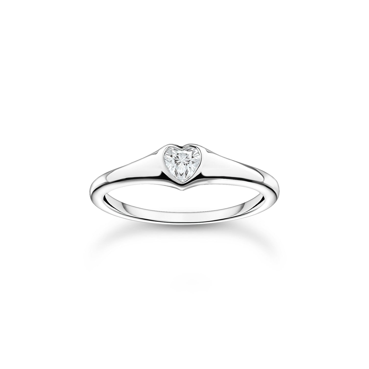 CHARMING COLLECTION SINGLE HEART CZ RING SIZE 52
