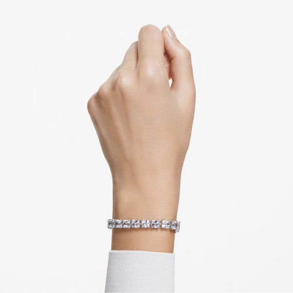 MILLENIA BRACELET SQUARE - WHITE, RHODIUM