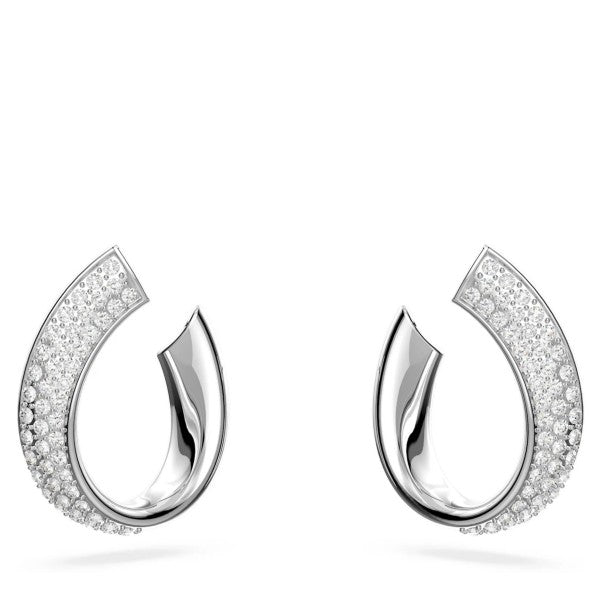 EXIST HOOP EARRINGS SMALL - WHITE, RHODIUM