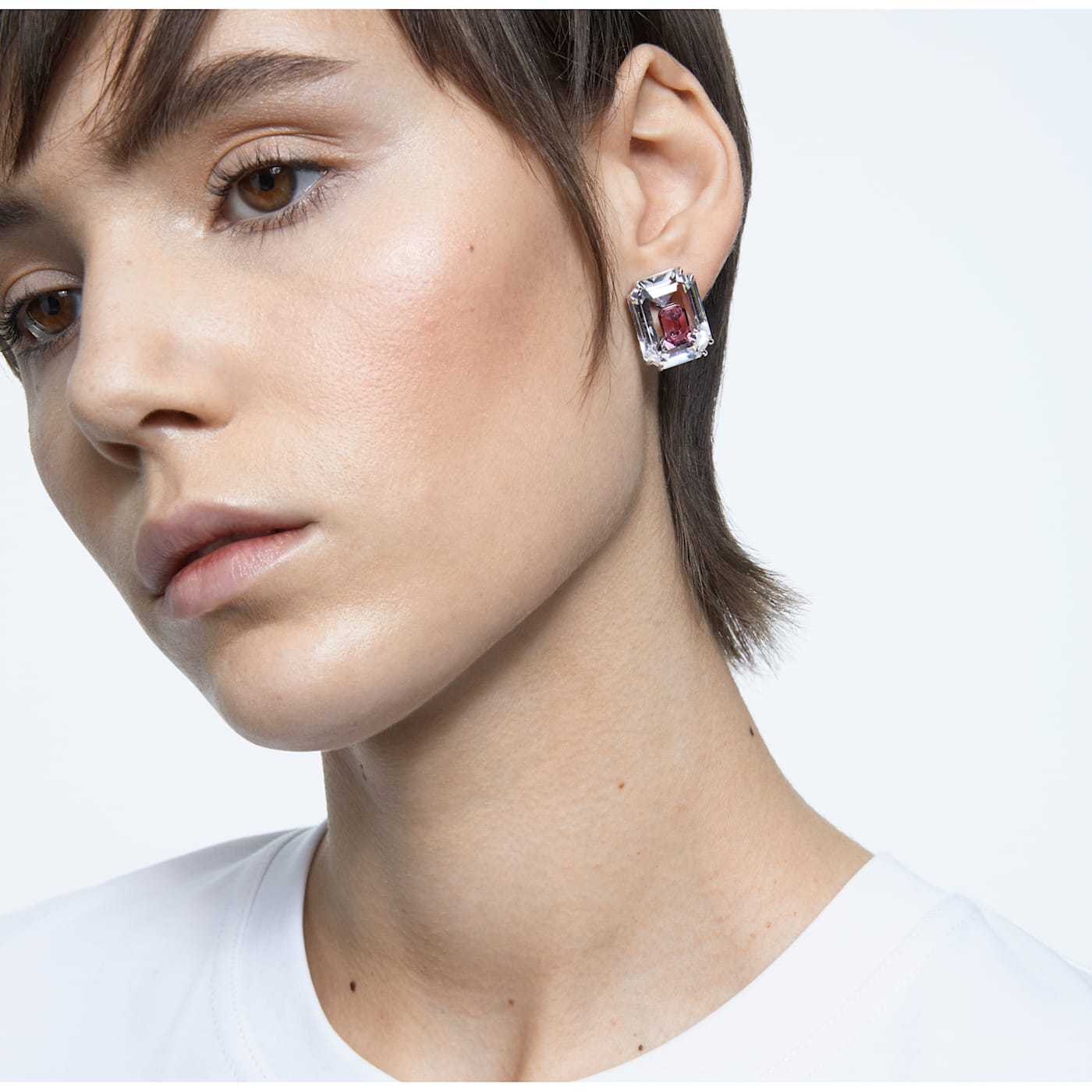 CHROMA STUD EARRINGS - PINK, RHODIUM