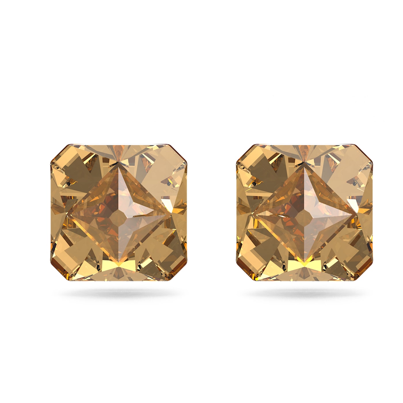 ORTYX STUD EARRINGS, PYRAMIND CUT CRYSTALS, YELLOW, GOLD-TONE PLATED