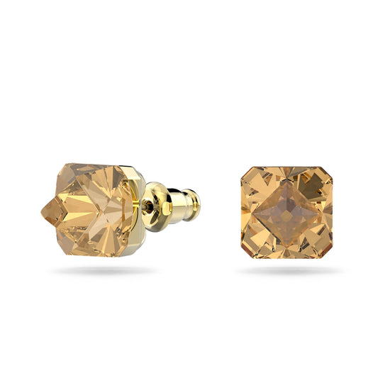 ORTYX STUD EARRINGS, PYRAMIND CUT CRYSTALS, YELLOW, GOLD-TONE PLATED