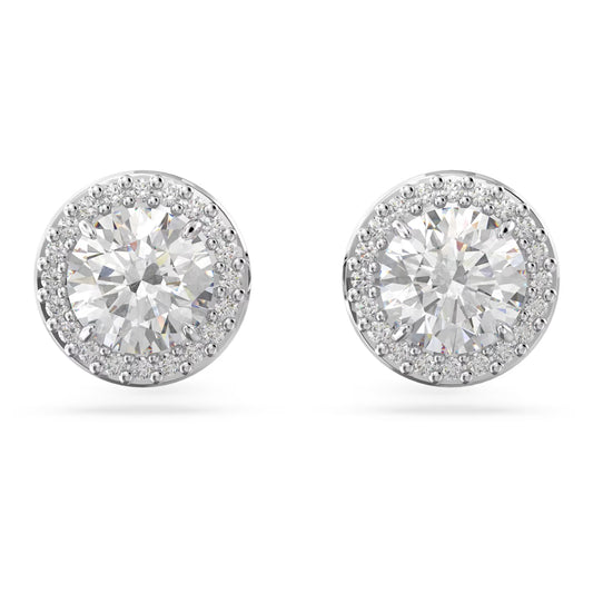 CONSTELLA PAVE EARRINGS, WHITE, RHODIUM PLATED