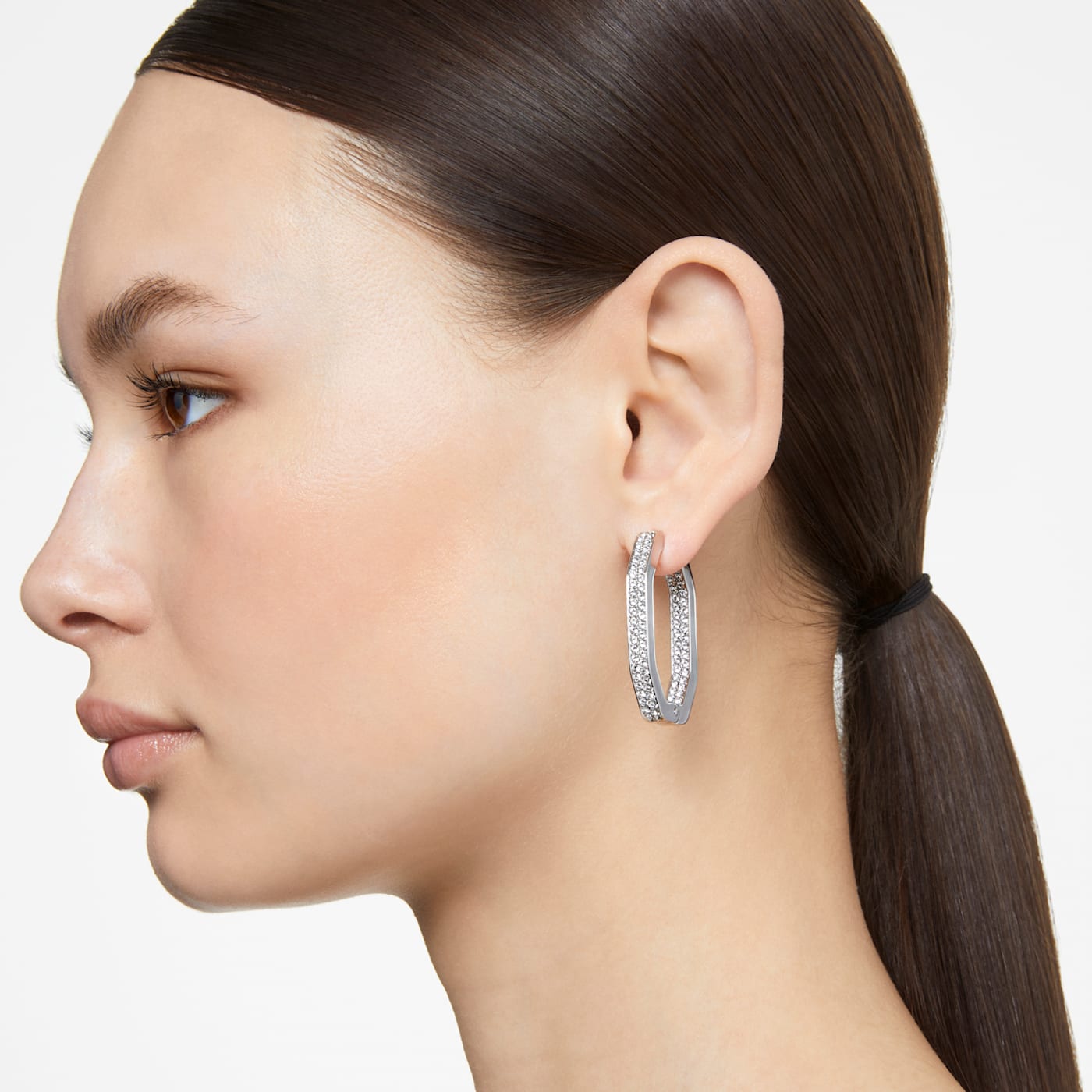 Rhodium hoop earrings store