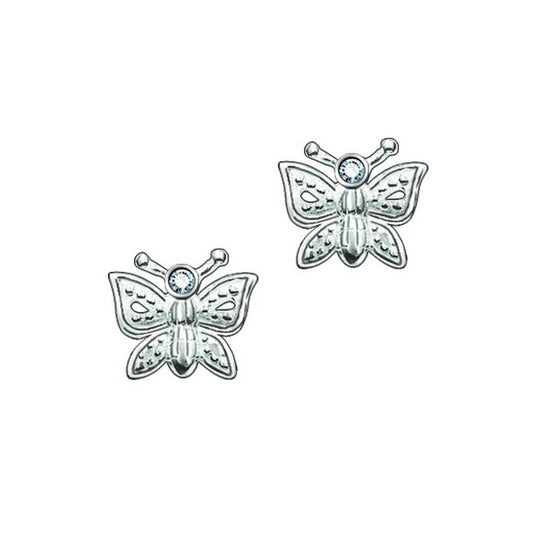 STERLING SILVER DIAMOND BUTTERFLY EARRINGS TDW 0.011CT