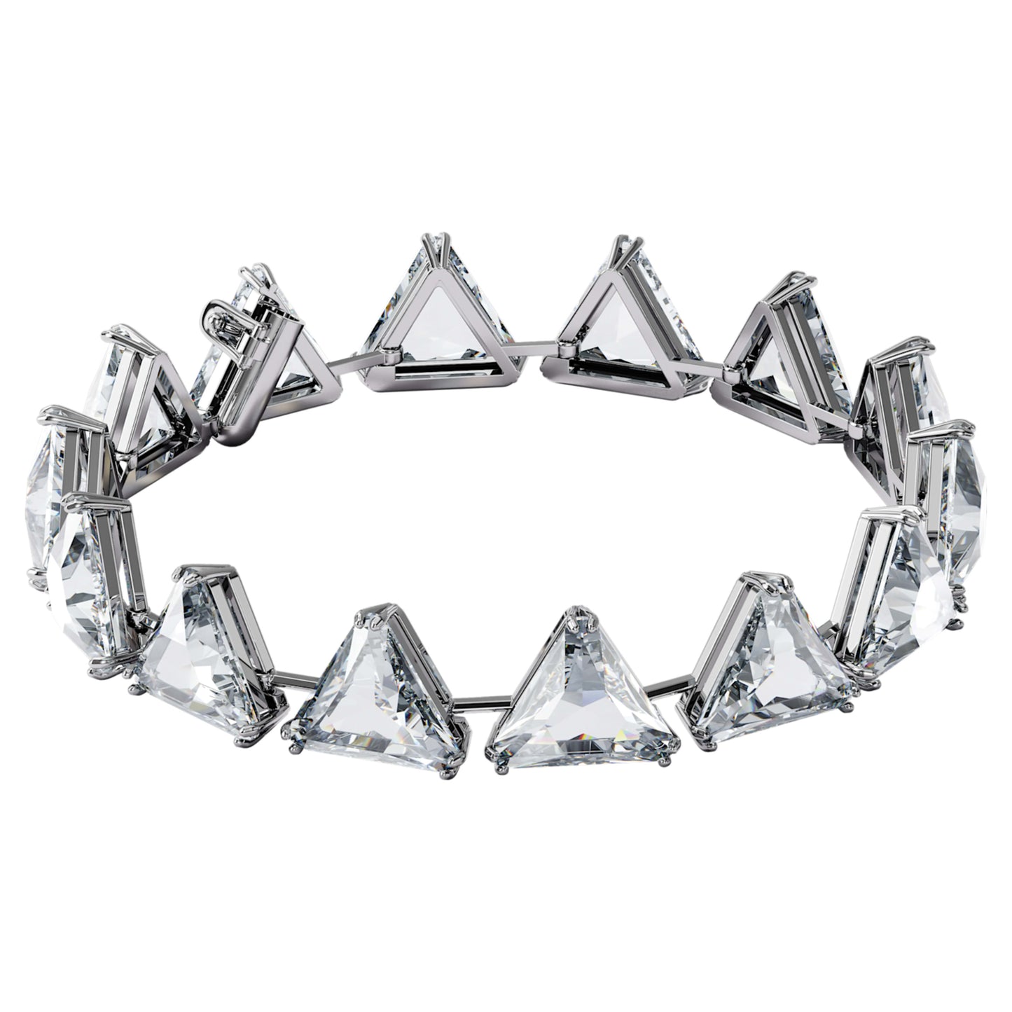 ORTYX BRACELET, SPIKE TRIANGLE CUT CRYSTALS, WHITE, RHODIUM PLATED