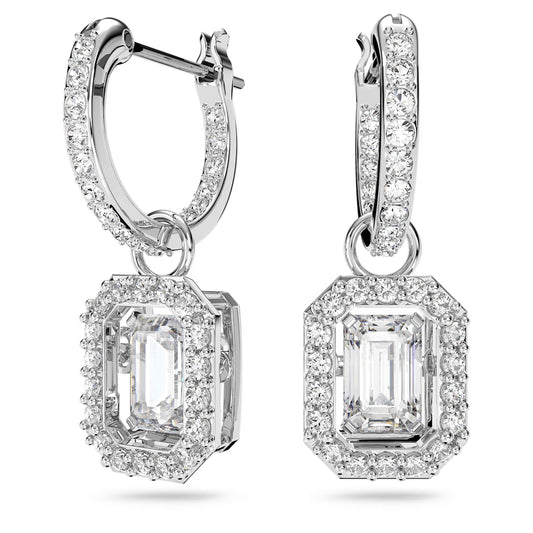 UNA DROP EARRINGS - WHITE, RHODIUM