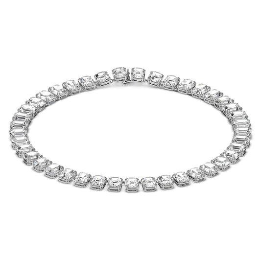 MILLENIA ALL AROUND NECKLACE, OCTAGON CUT CRYSTALS, WHITE, RHODIUM PLATED