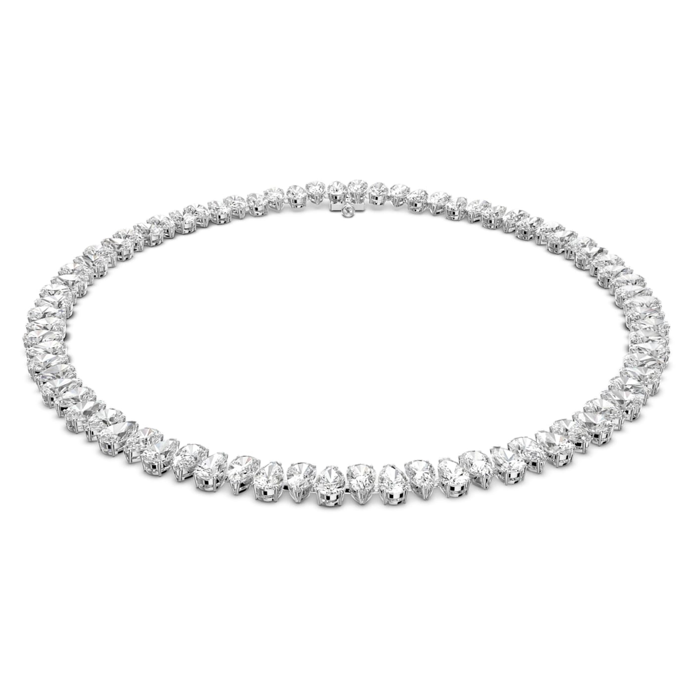 MILLENIA ALL AROUND PEAR CUT NECKLACE, WHITE, RHODIUM PLATED