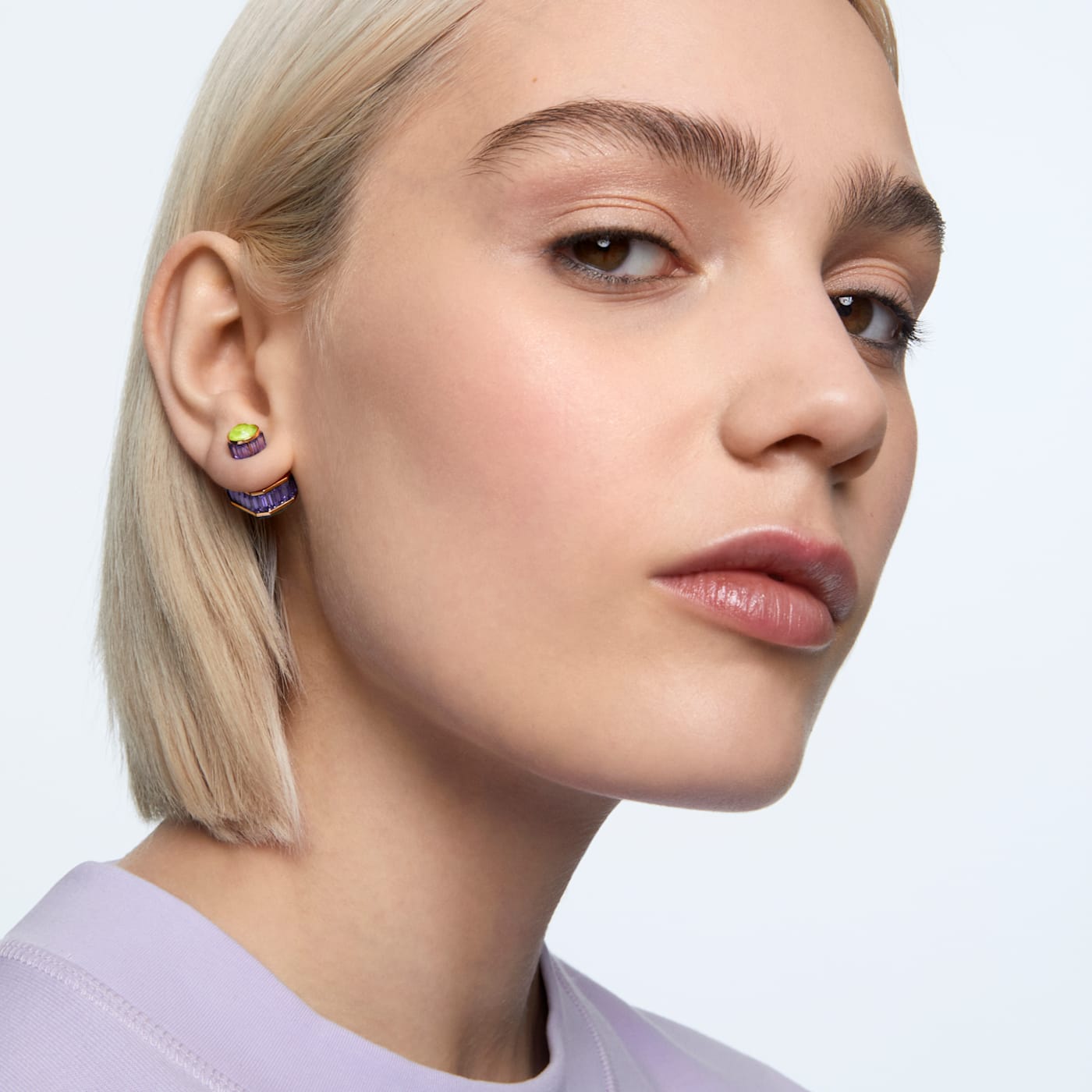 ORBITA OCTAGON EARRING SINGLE - MULTICOLOURED, GOLD