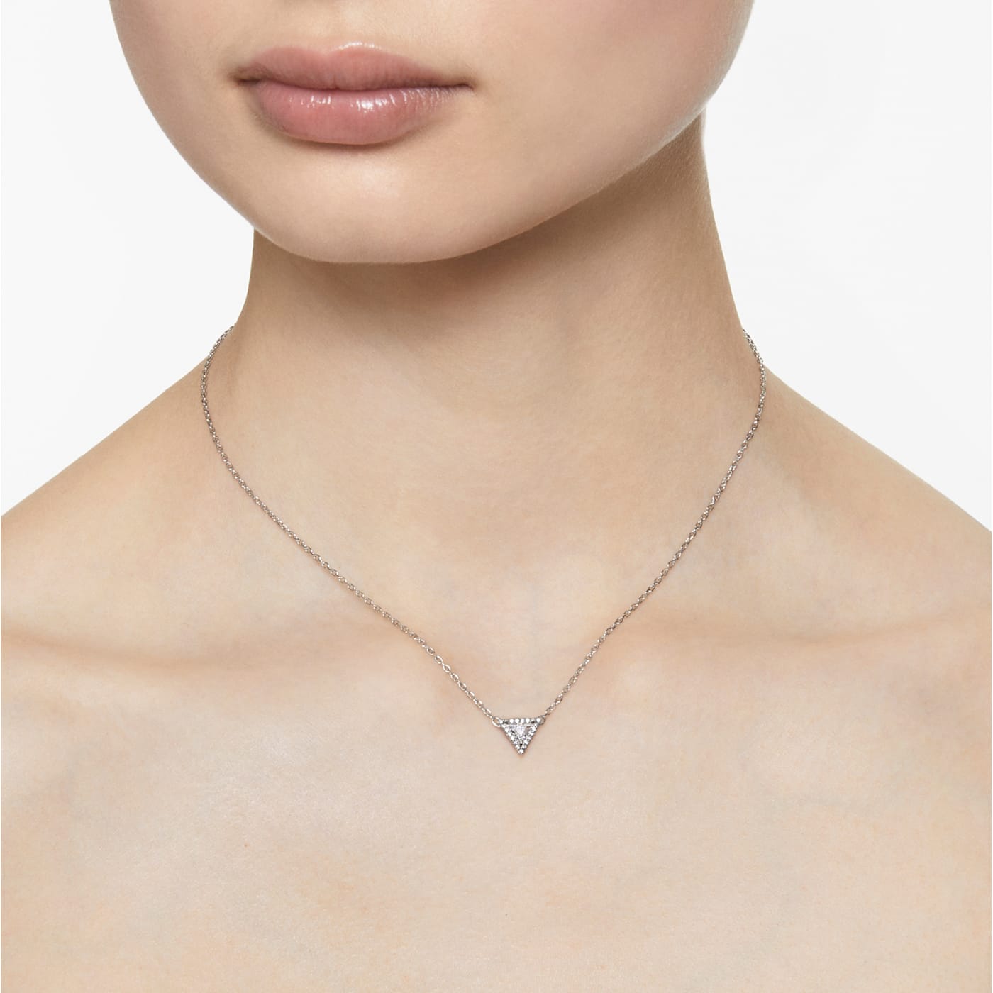 ORTYX NECKLACE, WHITE, RHODIUM PLATED