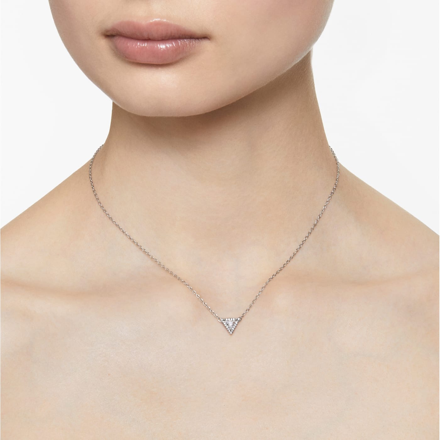 STILLA NECKLACE TRIANGLE - WHITE, RHODIUM