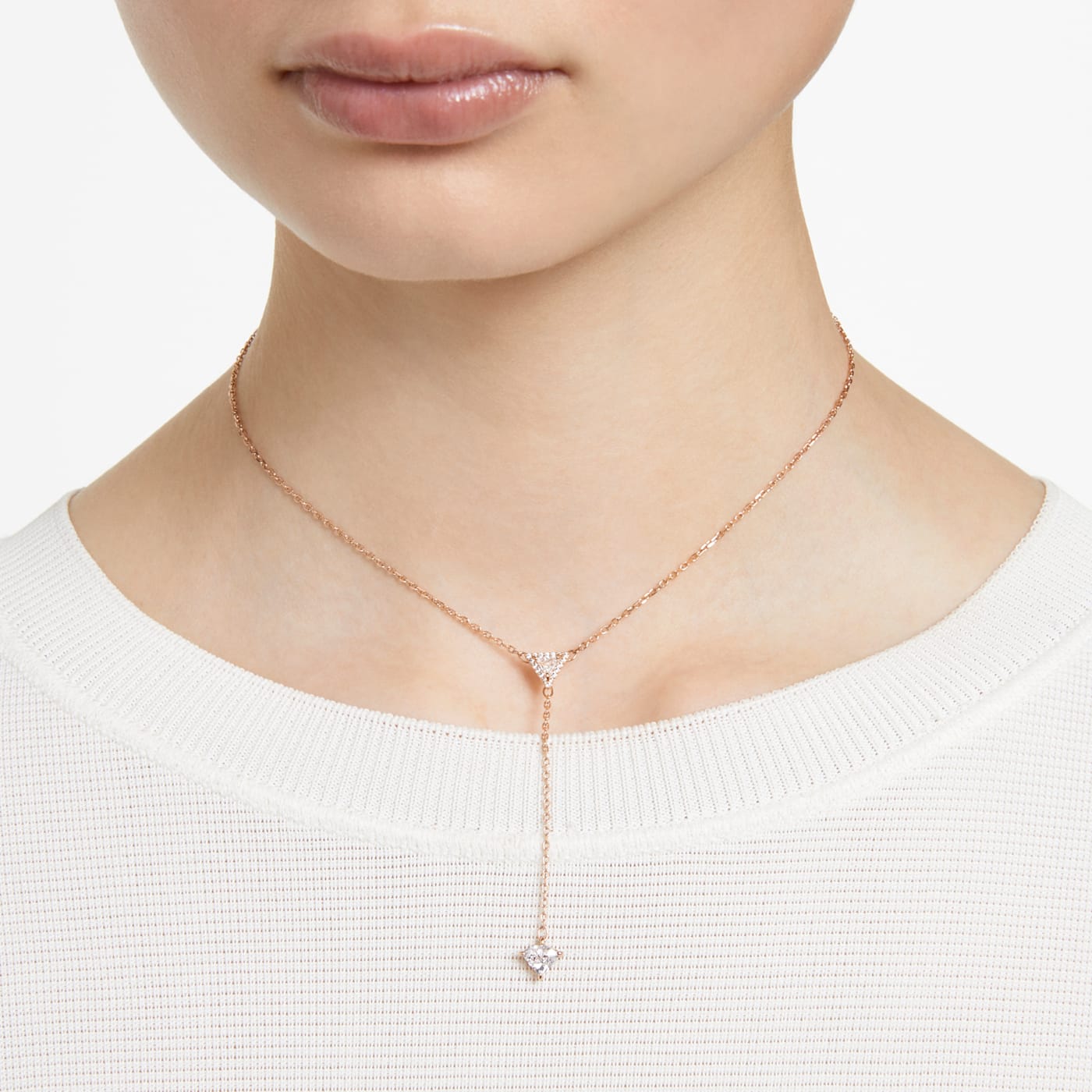 ORTYX Y NECKLACE, WHITE, RHODIUM PLATED