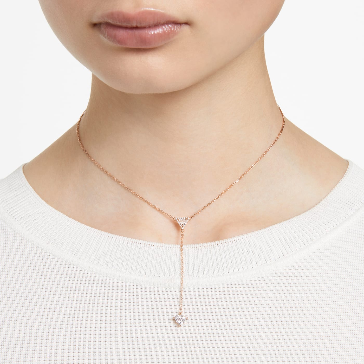 ORTYX Y NECKLACE - WHITE, ROSE-GOLD
