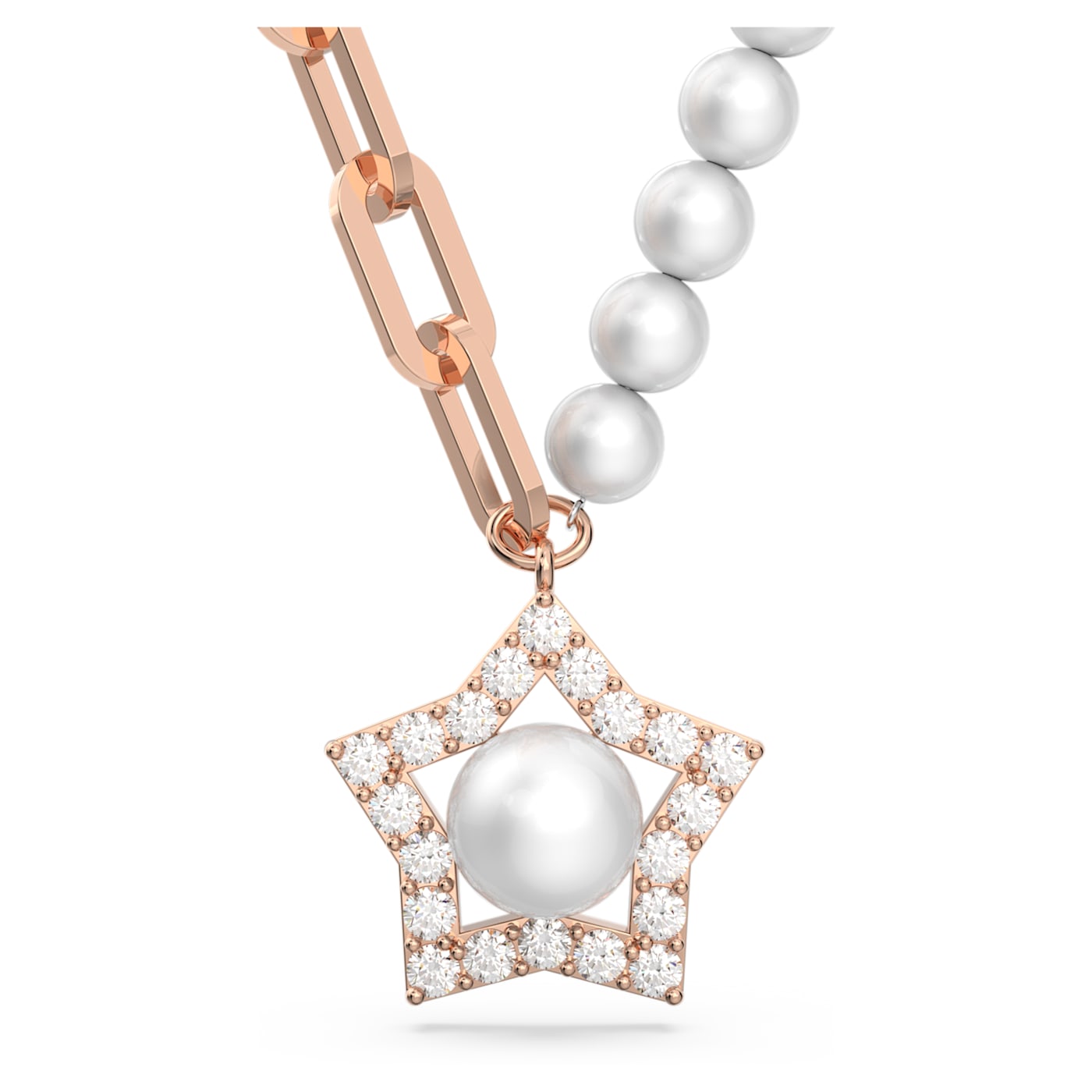 STELLA PENDANT PEARL STAR - WHITE, ROSE-GOLD