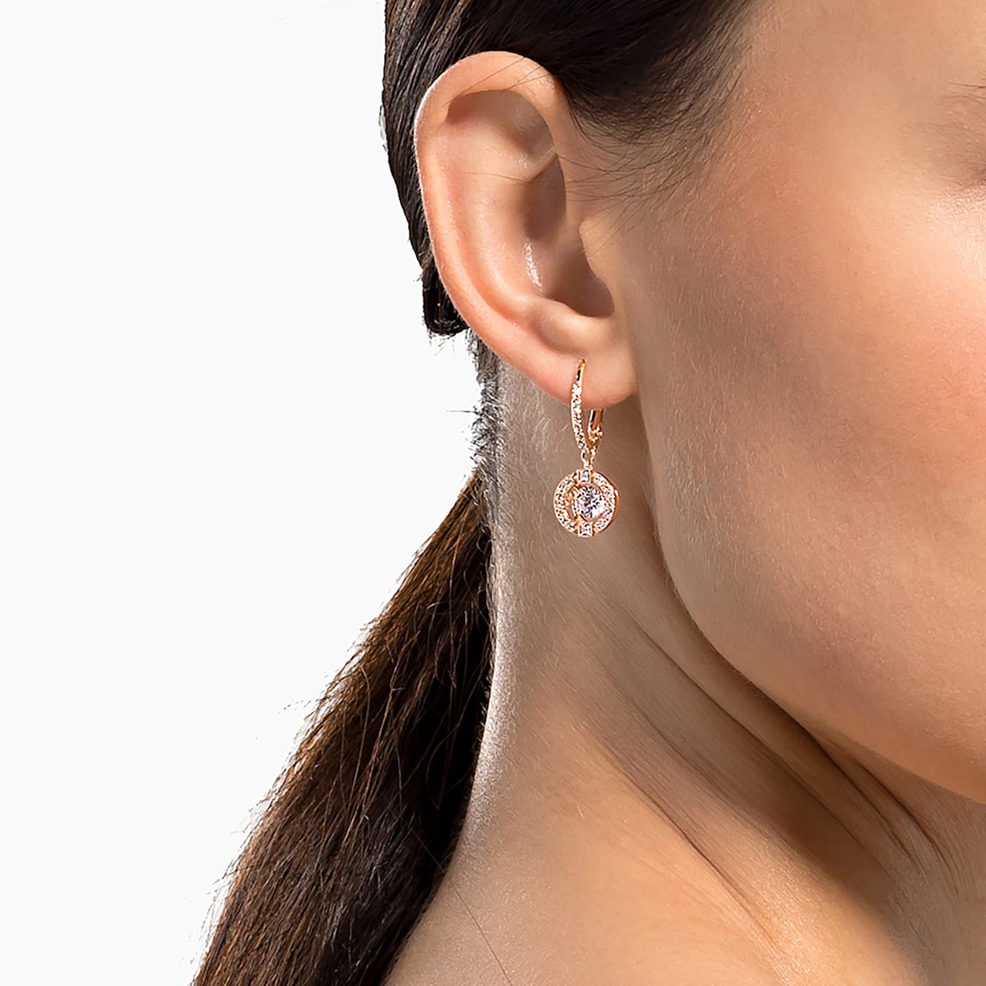 UNA DROP EARRINGS - WHITE, ROSE-GOLD